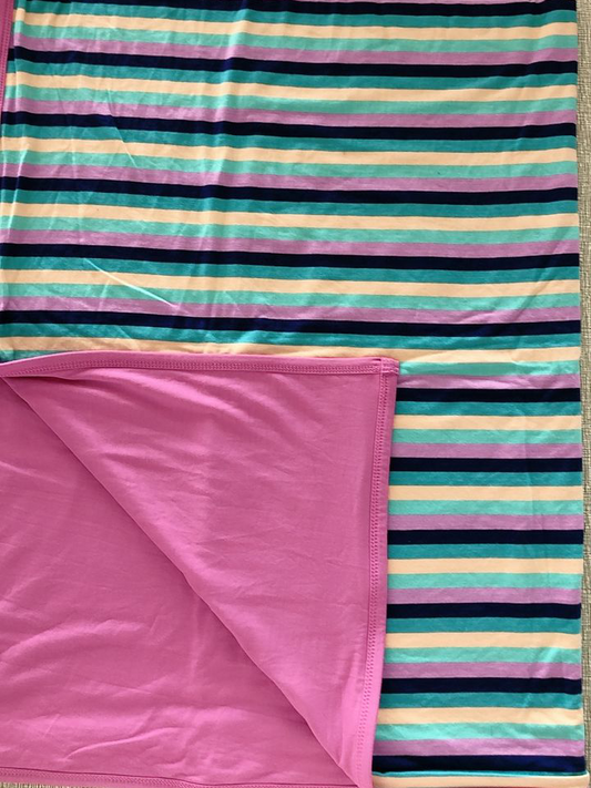 Baby blanket double layers pink stripes